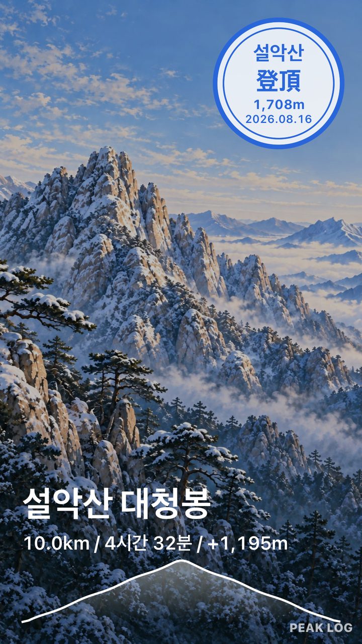설악산 대청봉 인증샷, 9:16